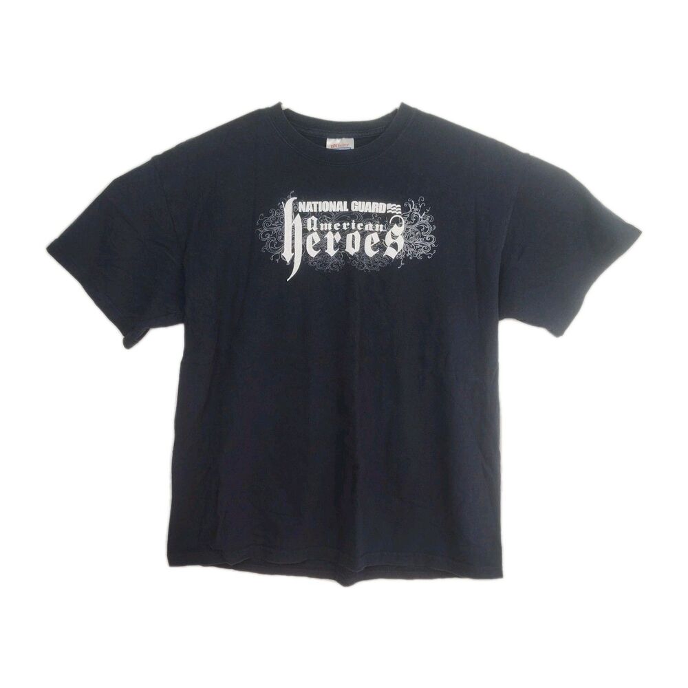 Vintage Hanes Heavyweight National Guard men's t-shirt, large, dk blue, printed